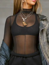 Mock Neck Long Sleeve Sheer Top OutfitFlow